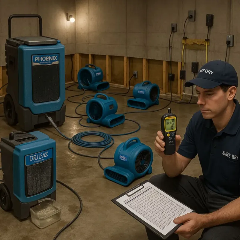 Structural Drying and Dehumidification process in Blanchester, OH